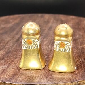 Antique Gold Hand Painted Rose Sale & Pepper Shakers Japan 1 3/4"